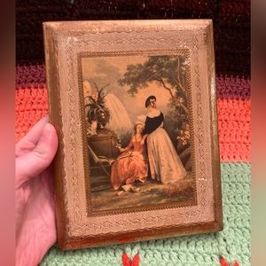 Vintage Italian Florentine Ladies in Park Scene Plaque